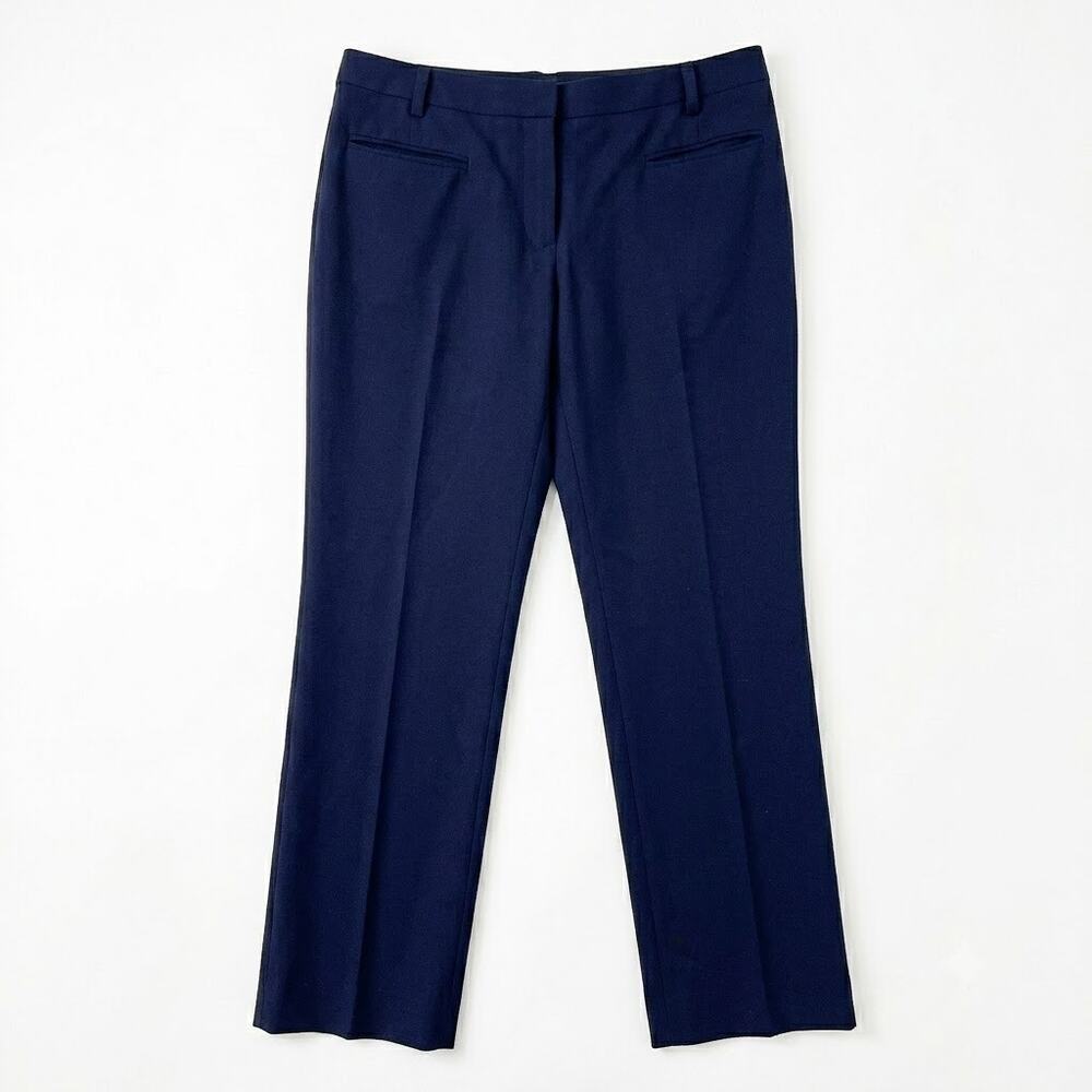 Jenni Kayne Stretch Mid Rise Crop Trouser Pant Navy Blue Work Office Womens 8